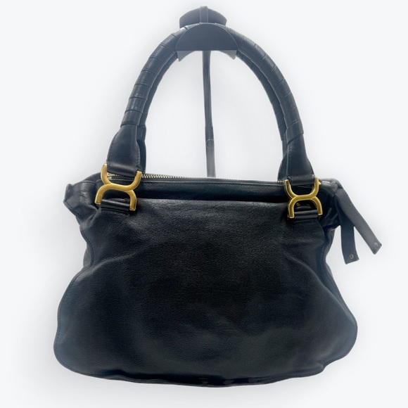 Chloe Medium Black Leather Studded Marcie Convertible 2way Satchel Ltd Edition - Picture 4 of 16